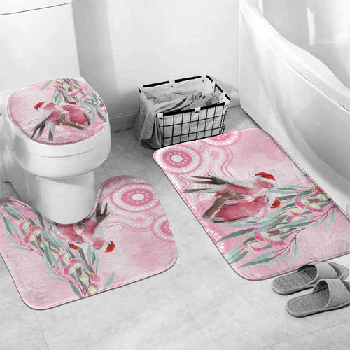 Australia Funny Pink Galah Christmas Bathroom Set Aboriginal Eucalyptus Blossoms Watercolor - Aussie Hoodie