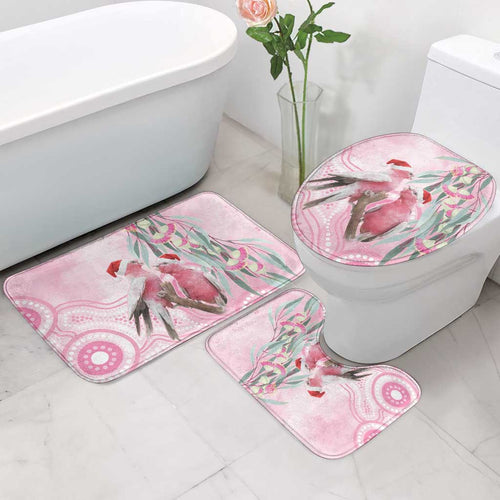 Australia Funny Pink Galah Christmas Bathroom Set Aboriginal Eucalyptus Blossoms Watercolor - Aussie Hoodie