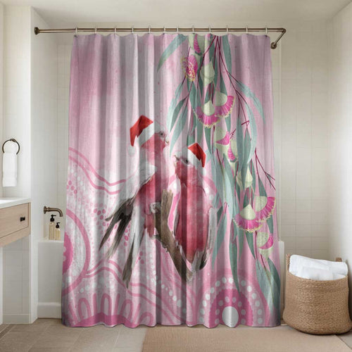Australia Funny Pink Galah Christmas Bathroom Set Aboriginal Eucalyptus Blossoms Watercolor - Aussie Hoodie