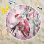 Australia Funny Pink Galah Christmas Beach Blanket Aboriginal Eucalyptus Blossoms Watercolor - Aussie Hoodie
