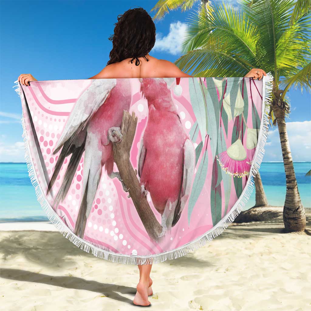 Australia Funny Pink Galah Christmas Beach Blanket Aboriginal Eucalyptus Blossoms Watercolor - Aussie Hoodie
