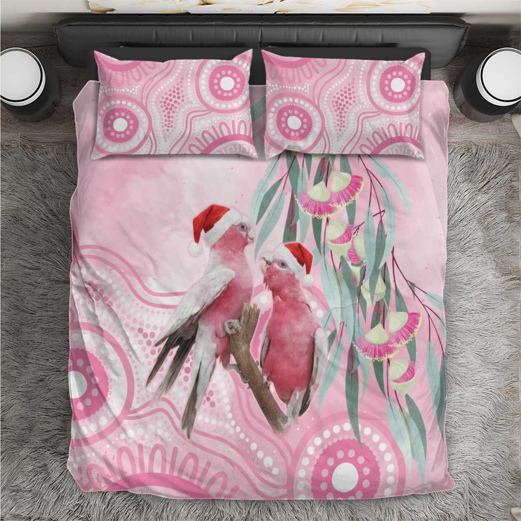 Australia Funny Pink Galah Christmas Bedding Set Aboriginal Eucalyptus Blossoms Watercolor - Aussie Hoodie