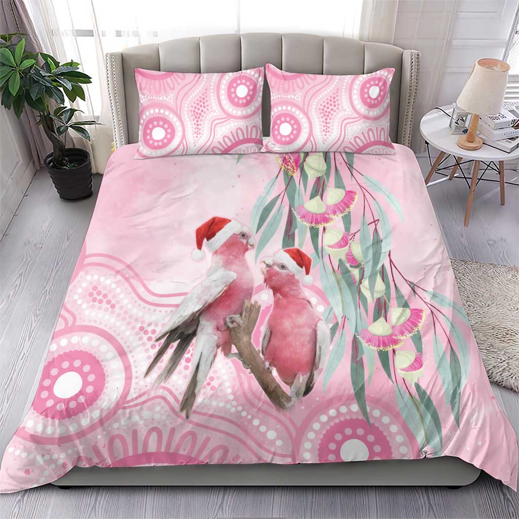 Australia Funny Pink Galah Christmas Bedding Set Aboriginal Eucalyptus Blossoms Watercolor - Aussie Hoodie
