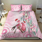 Australia Funny Pink Galah Christmas Bedding Set Aboriginal Eucalyptus Blossoms Watercolor - Aussie Hoodie