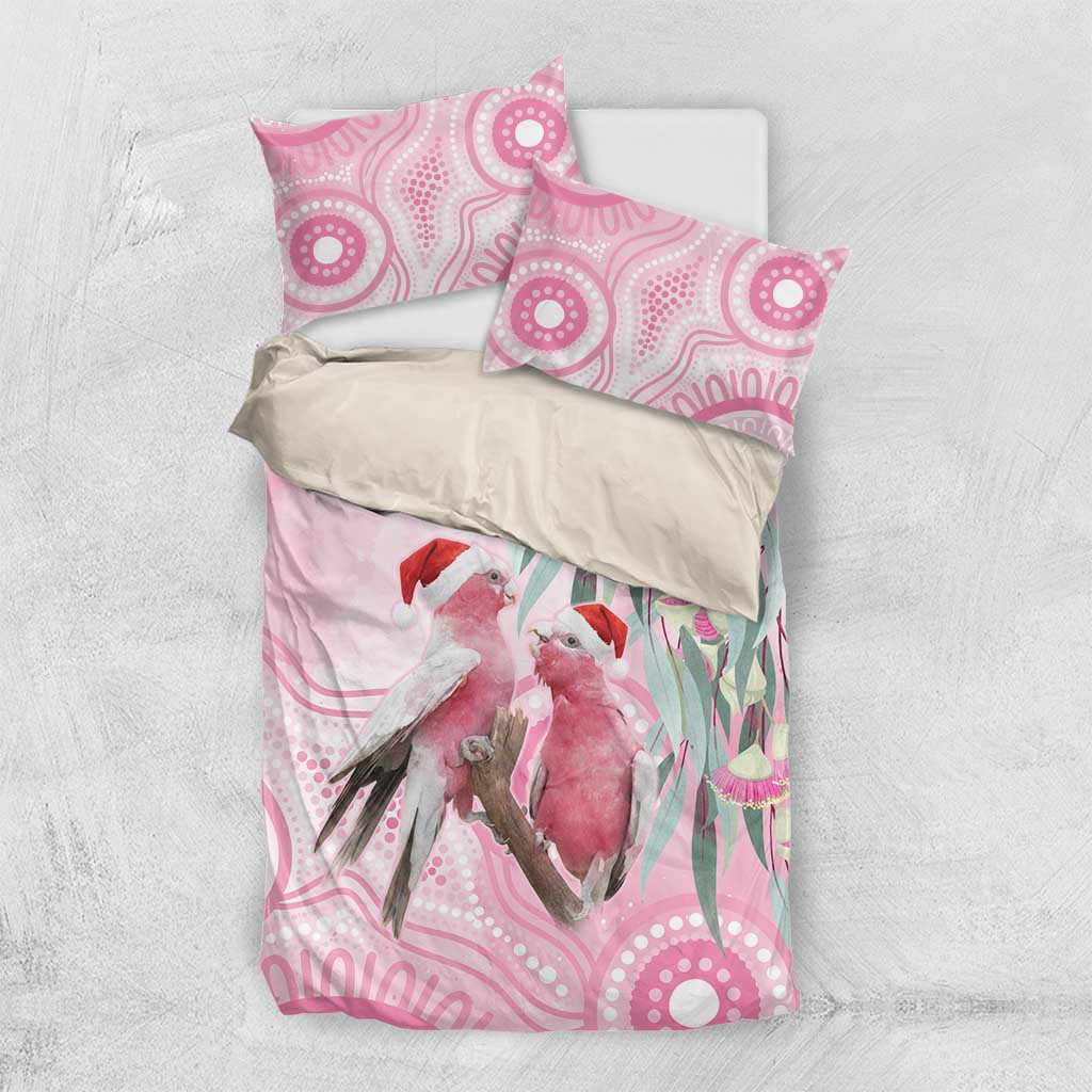 Australia Funny Pink Galah Christmas Bedding Set Aboriginal Eucalyptus Blossoms Watercolor - Aussie Hoodie