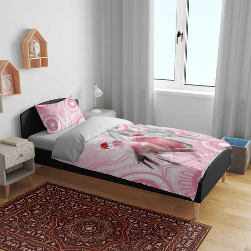 Australia Funny Pink Galah Christmas Bedding Set Aboriginal Eucalyptus Blossoms Watercolor - Aussie Hoodie
