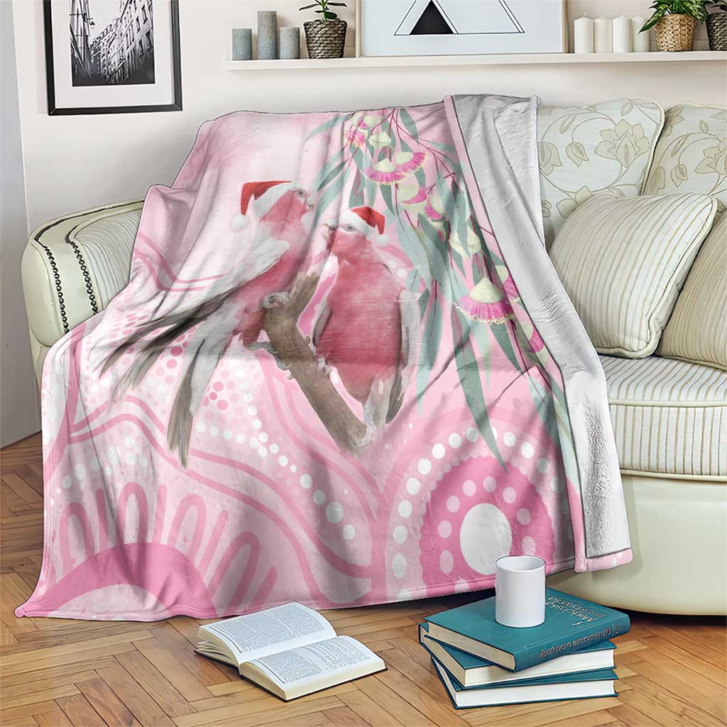 Australia Funny Pink Galah Christmas Blanket Aboriginal Eucalyptus Blossoms Watercolor - Aussie Hoodie
