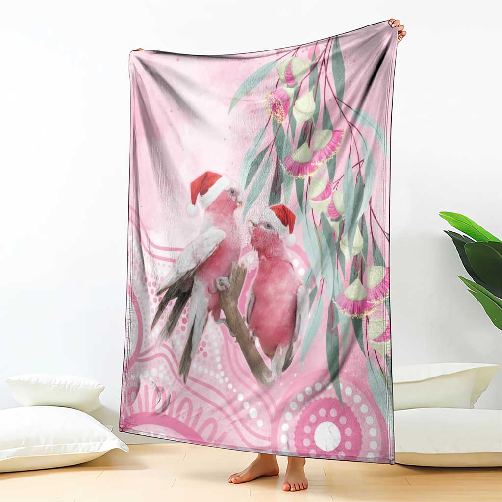 Australia Funny Pink Galah Christmas Blanket Aboriginal Eucalyptus Blossoms Watercolor - Aussie Hoodie