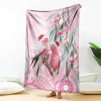 Australia Funny Pink Galah Christmas Blanket Aboriginal Eucalyptus Blossoms Watercolor - Aussie Hoodie