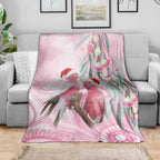 Australia Funny Pink Galah Christmas Blanket Aboriginal Eucalyptus Blossoms Watercolor - Aussie Hoodie