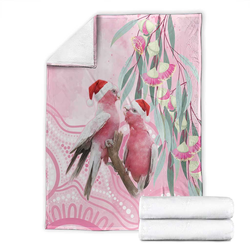Australia Funny Pink Galah Christmas Blanket Aboriginal Eucalyptus Blossoms Watercolor - Aussie Hoodie