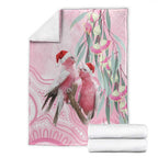 Australia Funny Pink Galah Christmas Blanket Aboriginal Eucalyptus Blossoms Watercolor - Aussie Hoodie