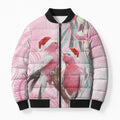 Australia Funny Pink Galah Christmas Bomber Puffer Jacket Aboriginal Eucalyptus Blossoms Watercolor - Aussie Hoodie
