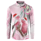 Australia Funny Pink Galah Christmas Button Sweatshirt Aboriginal Eucalyptus Blossoms Watercolor - Aussie Hoodie