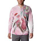 Australia Funny Pink Galah Christmas Button Sweatshirt Aboriginal Eucalyptus Blossoms Watercolor - Aussie Hoodie
