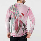 Australia Funny Pink Galah Christmas Button Sweatshirt Aboriginal Eucalyptus Blossoms Watercolor - Aussie Hoodie