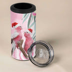 Australia Funny Pink Galah Christmas 4 in 1 Can Cooler Tumbler Aboriginal Eucalyptus Blossoms Watercolor - Aussie Hoodie