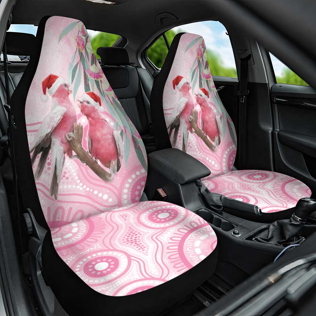 Australia Funny Pink Galah Christmas Car Seat Cover Aboriginal Eucalyptus Blossoms Watercolor - Aussie Hoodie