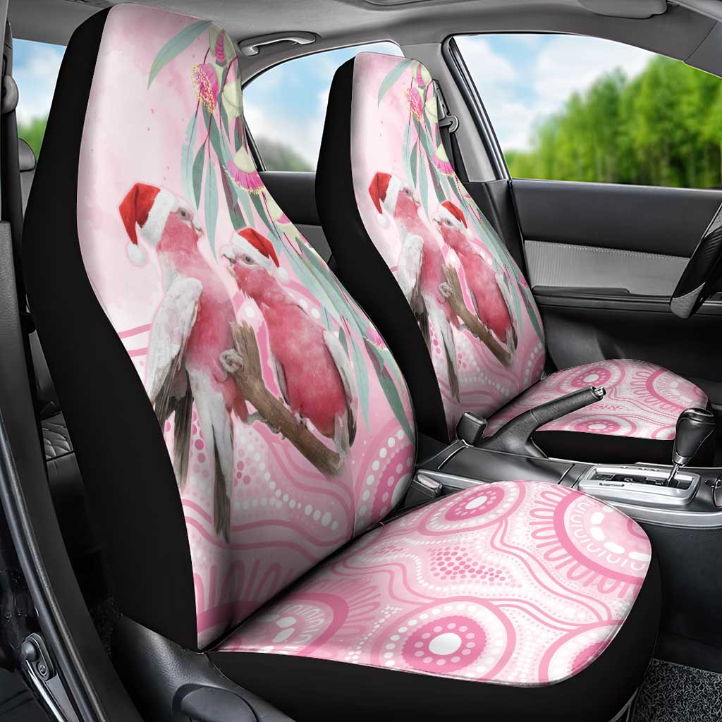 Australia Funny Pink Galah Christmas Car Seat Cover Aboriginal Eucalyptus Blossoms Watercolor - Aussie Hoodie