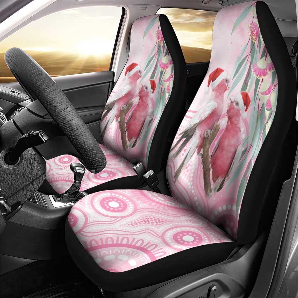 Australia Funny Pink Galah Christmas Car Seat Cover Aboriginal Eucalyptus Blossoms Watercolor - Aussie Hoodie