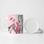 Australia Funny Pink Galah Christmas Ceramic Mug Aboriginal Eucalyptus Blossoms Watercolor - Aussie Hoodie
