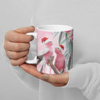 Australia Funny Pink Galah Christmas Ceramic Mug Aboriginal Eucalyptus Blossoms Watercolor - Aussie Hoodie