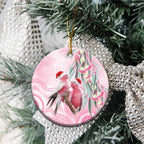 Australia Funny Pink Galah Christmas Ceramic Ornament Aboriginal Eucalyptus Blossoms Watercolor - Aussie Hoodie
