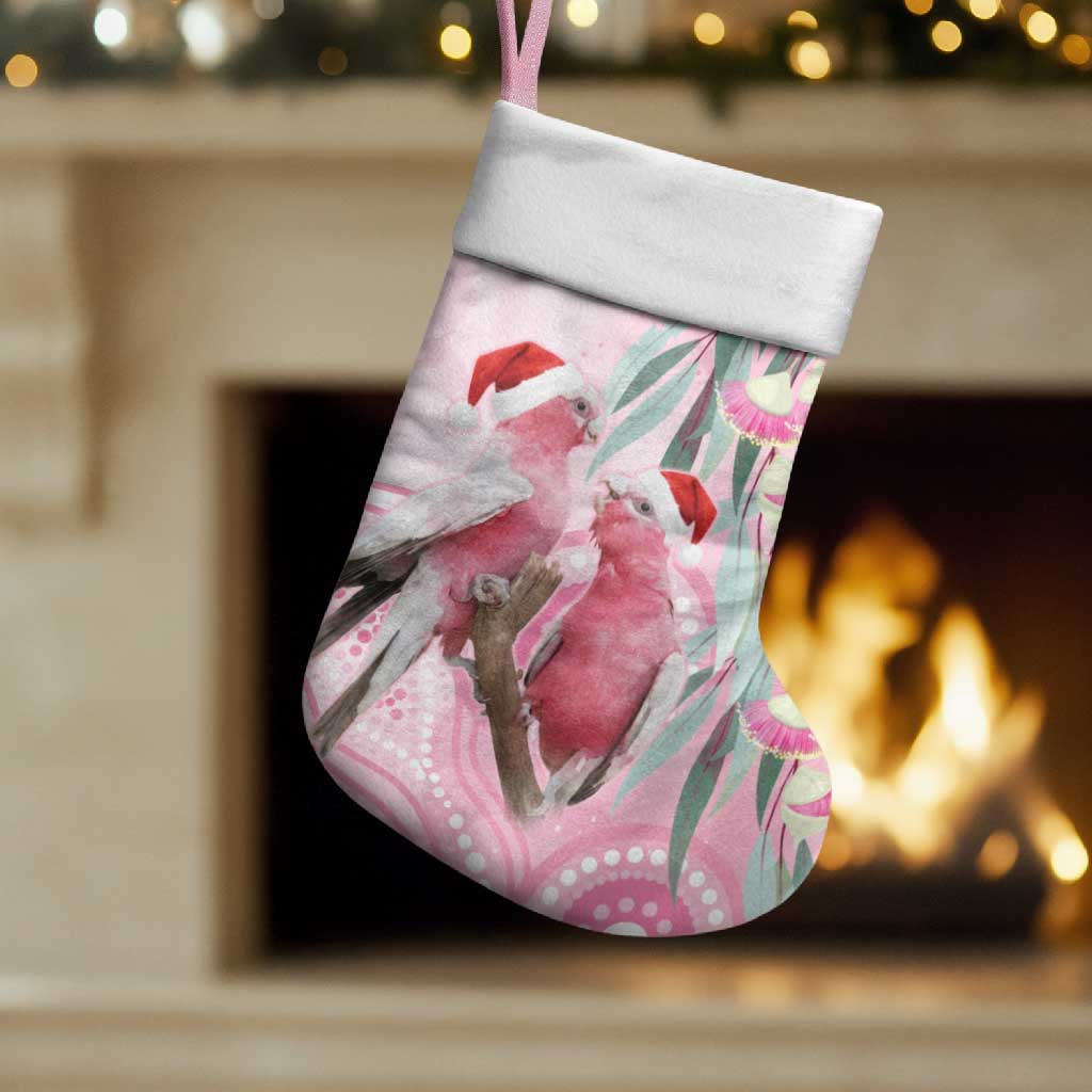 Australia Funny Pink Galah Christmas Stocking Aboriginal Eucalyptus Blossoms Watercolor - Aussie Hoodie