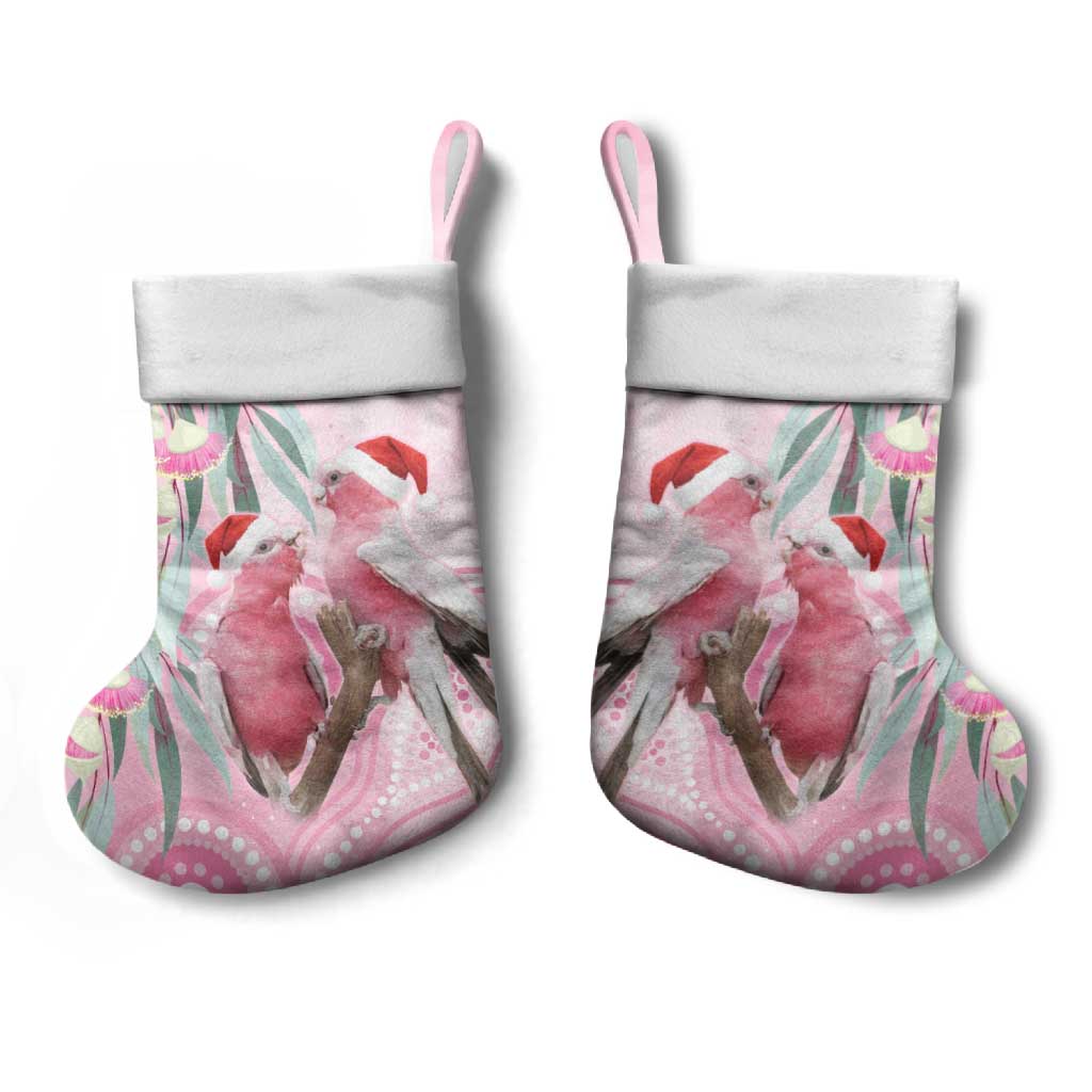 Australia Funny Pink Galah Christmas Stocking Aboriginal Eucalyptus Blossoms Watercolor - Aussie Hoodie