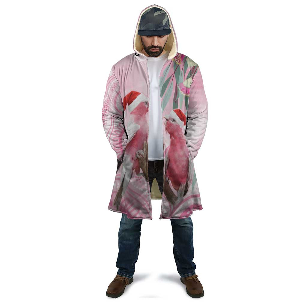 Australia Funny Pink Galah Christmas Cloak Aboriginal Eucalyptus Blossoms Watercolor - Aussie Hoodie
