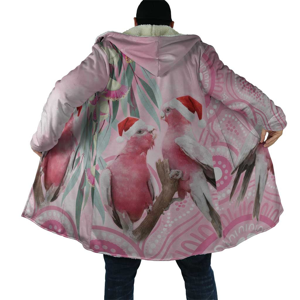 Australia Funny Pink Galah Christmas Cloak Aboriginal Eucalyptus Blossoms Watercolor - Aussie Hoodie