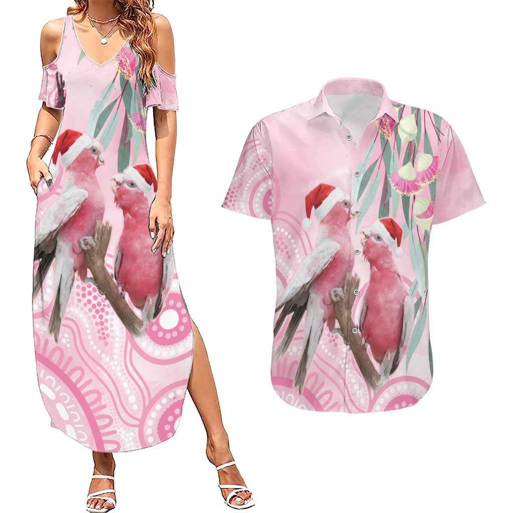 Australia Funny Pink Galah Christmas Couples Matching Summer Maxi Dress and Hawaiian Shirt Aboriginal Eucalyptus Blossoms Watercolor - Aussie Hoodie