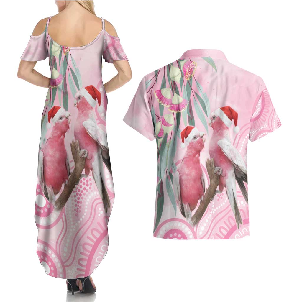 Australia Funny Pink Galah Christmas Couples Matching Summer Maxi Dress and Hawaiian Shirt Aboriginal Eucalyptus Blossoms Watercolor - Aussie Hoodie
