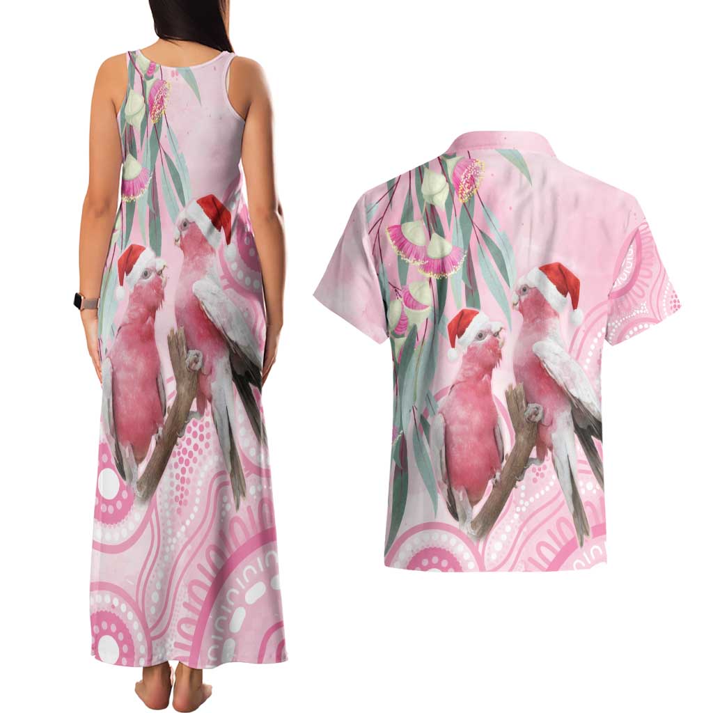 Australia Funny Pink Galah Christmas Couples Matching Tank Maxi Dress and Hawaiian Shirt Aboriginal Eucalyptus Blossoms Watercolor - Aussie Hoodie