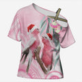 Australia Funny Pink Galah Christmas Cross Shoulder Shirt Aboriginal Eucalyptus Blossoms Watercolor - Aussie Hoodie