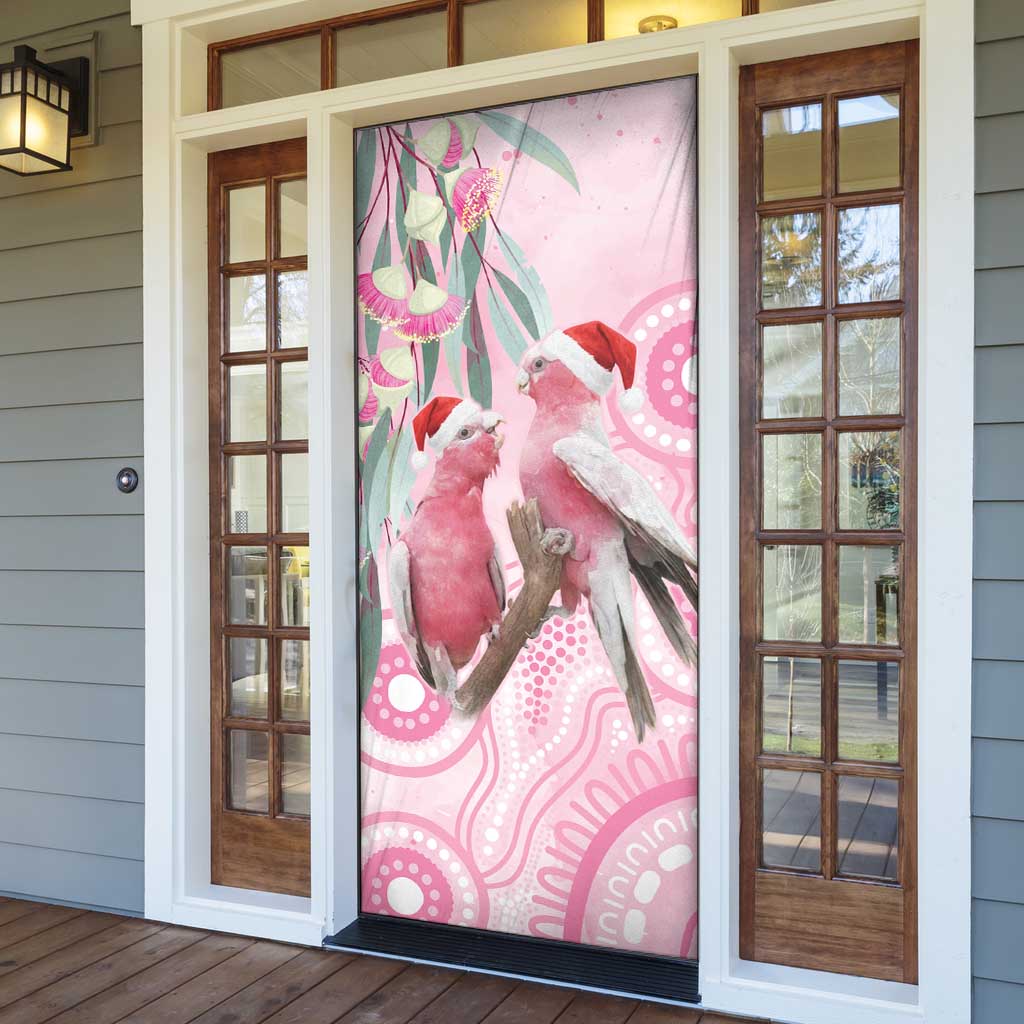 Australia Funny Pink Galah Christmas Door Cover Aboriginal Eucalyptus Blossoms Watercolor - Aussie Hoodie