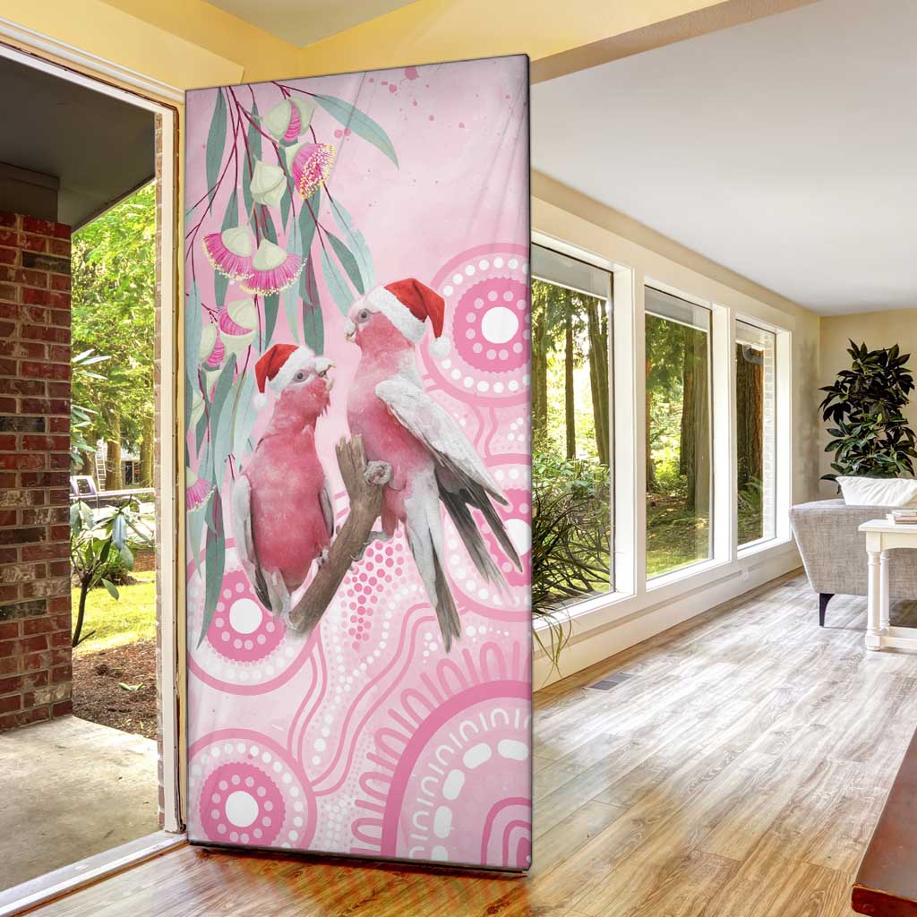 Australia Funny Pink Galah Christmas Door Cover Aboriginal Eucalyptus Blossoms Watercolor - Aussie Hoodie