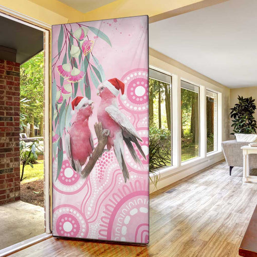 Australia Funny Pink Galah Christmas Door Cover Aboriginal Eucalyptus Blossoms Watercolor - Aussie Hoodie