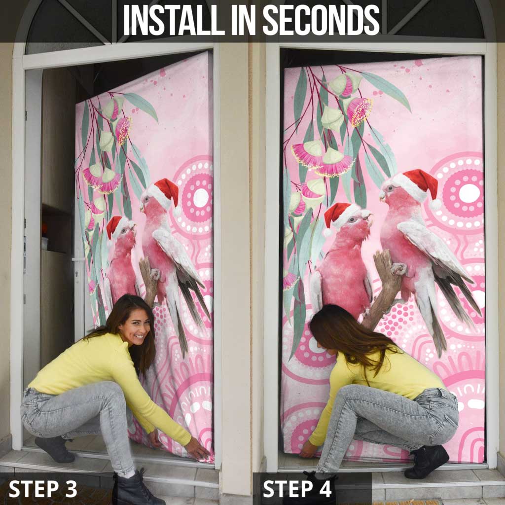 Australia Funny Pink Galah Christmas Door Cover Aboriginal Eucalyptus Blossoms Watercolor - Aussie Hoodie
