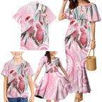 Australia Funny Pink Galah Christmas Family Matching Mermaid Dress and Hawaiian Shirt Aboriginal Eucalyptus Blossoms Watercolor - Aussie Hoodie