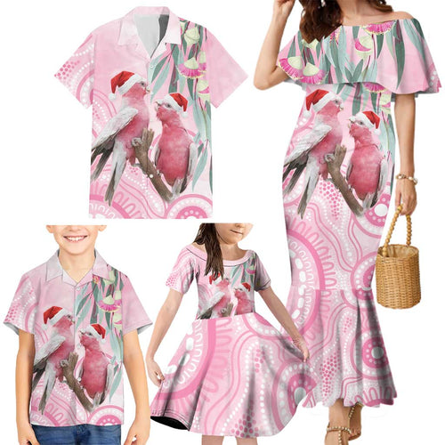 Australia Funny Pink Galah Christmas Family Matching Mermaid Dress and Hawaiian Shirt Aboriginal Eucalyptus Blossoms Watercolor - Aussie Hoodie