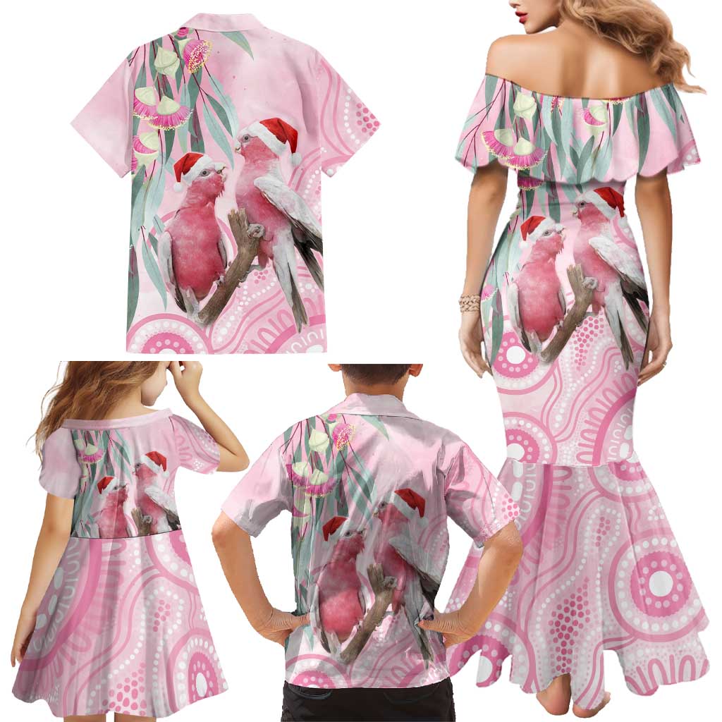 Australia Funny Pink Galah Christmas Family Matching Mermaid Dress and Hawaiian Shirt Aboriginal Eucalyptus Blossoms Watercolor - Aussie Hoodie