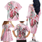 Australia Funny Pink Galah Christmas Family Matching Off The Shoulder Long Sleeve Dress and Hawaiian Shirt Aboriginal Eucalyptus Blossoms Watercolor - Aussie Hoodie