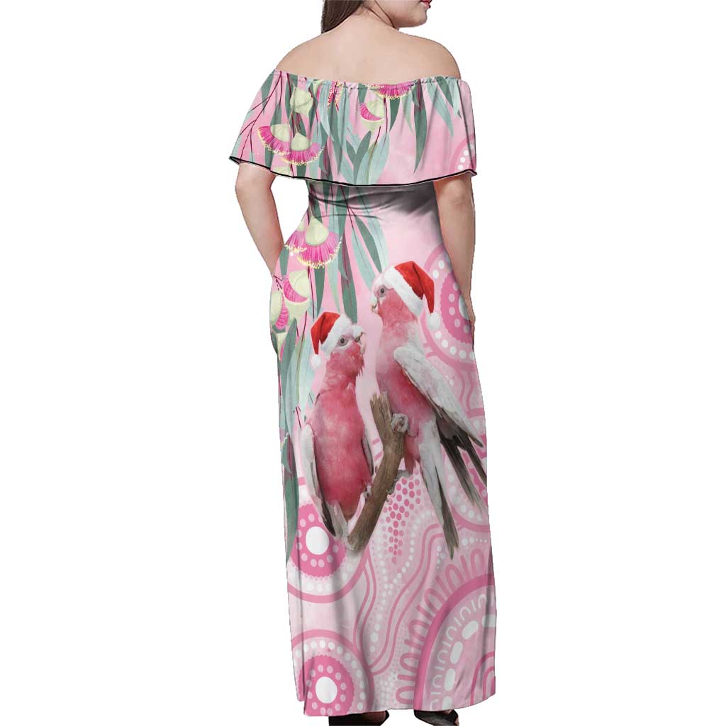 Australia Funny Pink Galah Christmas Family Matching Off Shoulder Maxi Dress and Hawaiian Shirt Aboriginal Eucalyptus Blossoms Watercolor - Aussie Hoodie