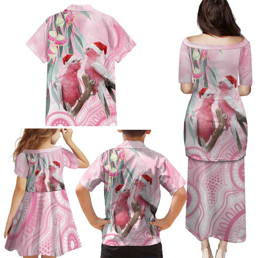 Australia Funny Pink Galah Christmas Family Matching Puletasi and Hawaiian Shirt Aboriginal Eucalyptus Blossoms Watercolor - Aussie Hoodie
