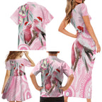 Australia Funny Pink Galah Christmas Family Matching Short Sleeve Bodycon Dress and Hawaiian Shirt Aboriginal Eucalyptus Blossoms Watercolor - Aussie Hoodie