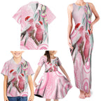 Australia Funny Pink Galah Christmas Family Matching Tank Maxi Dress and Hawaiian Shirt Aboriginal Eucalyptus Blossoms Watercolor - Aussie Hoodie