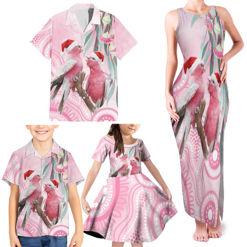Australia Funny Pink Galah Christmas Family Matching Tank Maxi Dress and Hawaiian Shirt Aboriginal Eucalyptus Blossoms Watercolor - Aussie Hoodie