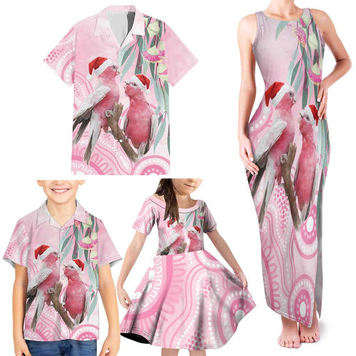 Australia Funny Pink Galah Christmas Family Matching Tank Maxi Dress and Hawaiian Shirt Aboriginal Eucalyptus Blossoms Watercolor - Aussie Hoodie