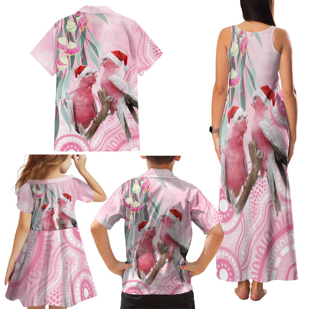 Australia Funny Pink Galah Christmas Family Matching Tank Maxi Dress and Hawaiian Shirt Aboriginal Eucalyptus Blossoms Watercolor - Aussie Hoodie
